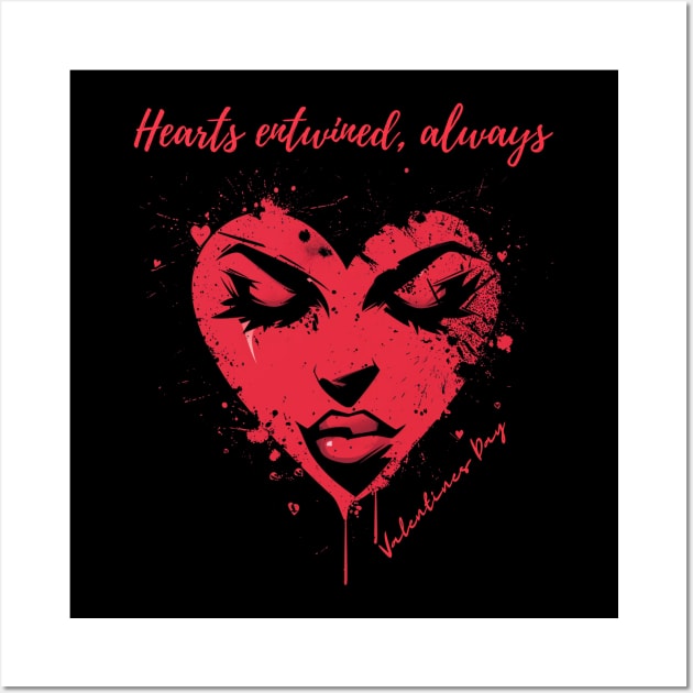 Hearts entwined, always. A Valentines Day Celebration Quote With Heart-Shaped Woman Wall Art by DivShot 